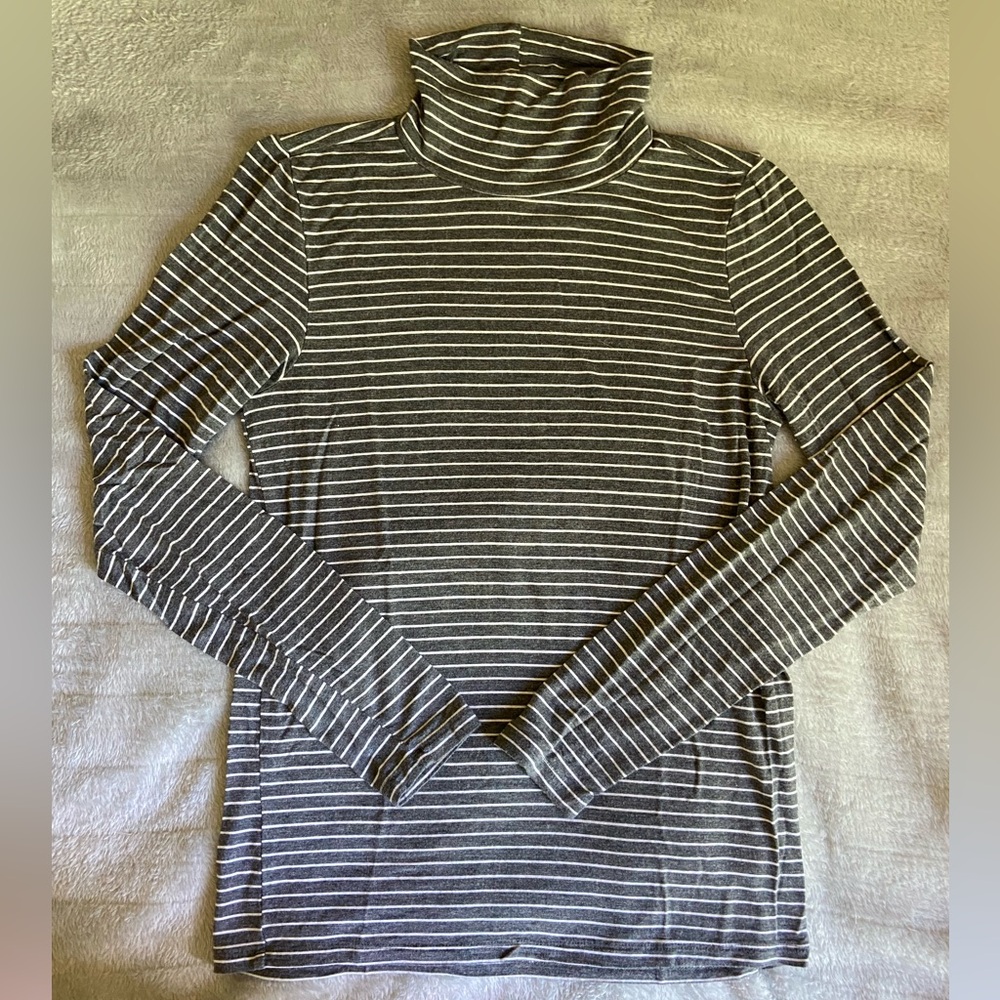 American Eagle Soft & Sexy Mock Neck Long-Sleeve Striped Top